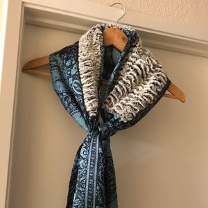 Silk and faux fur scarf